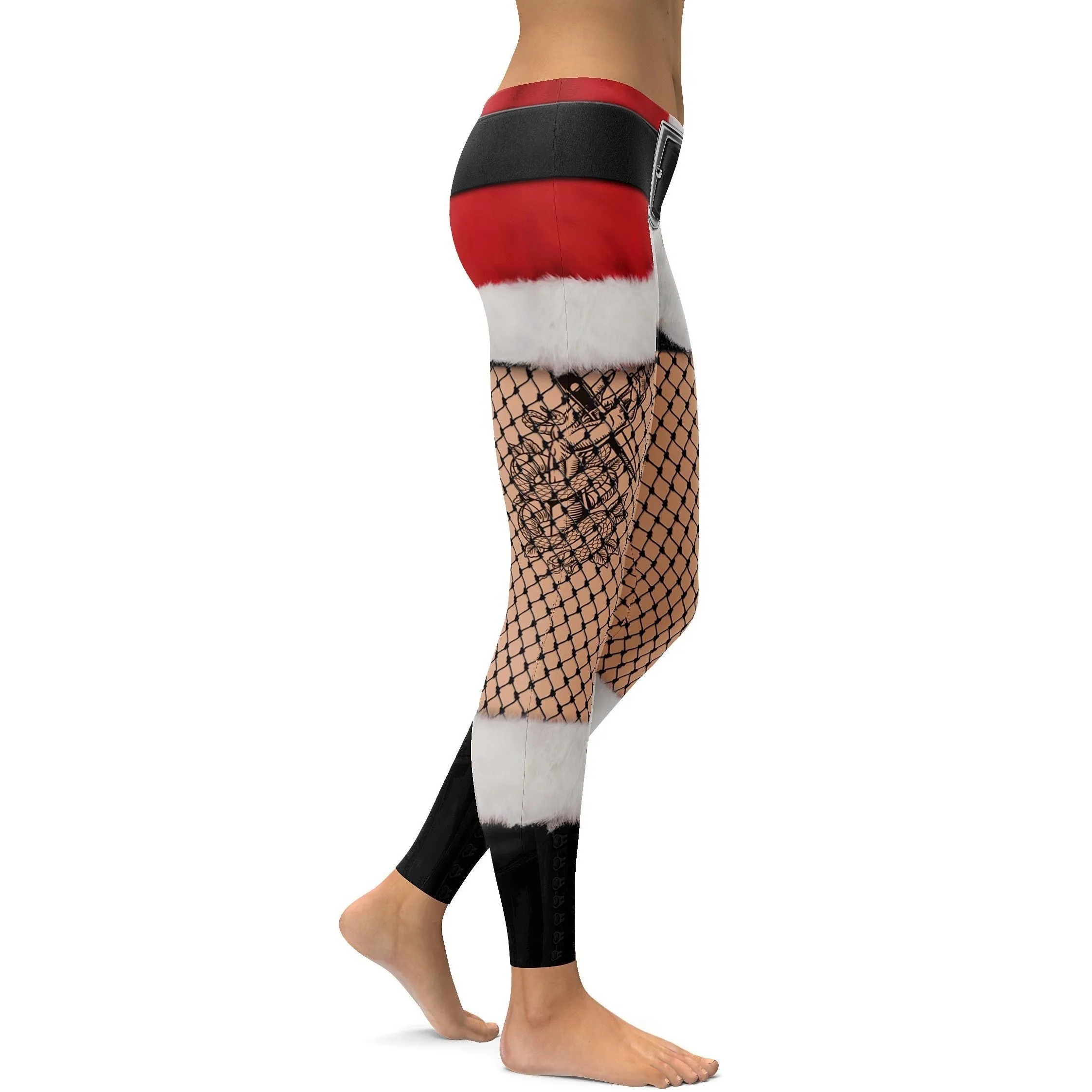 Santa's Shorts and Fishnet Tights Leggings