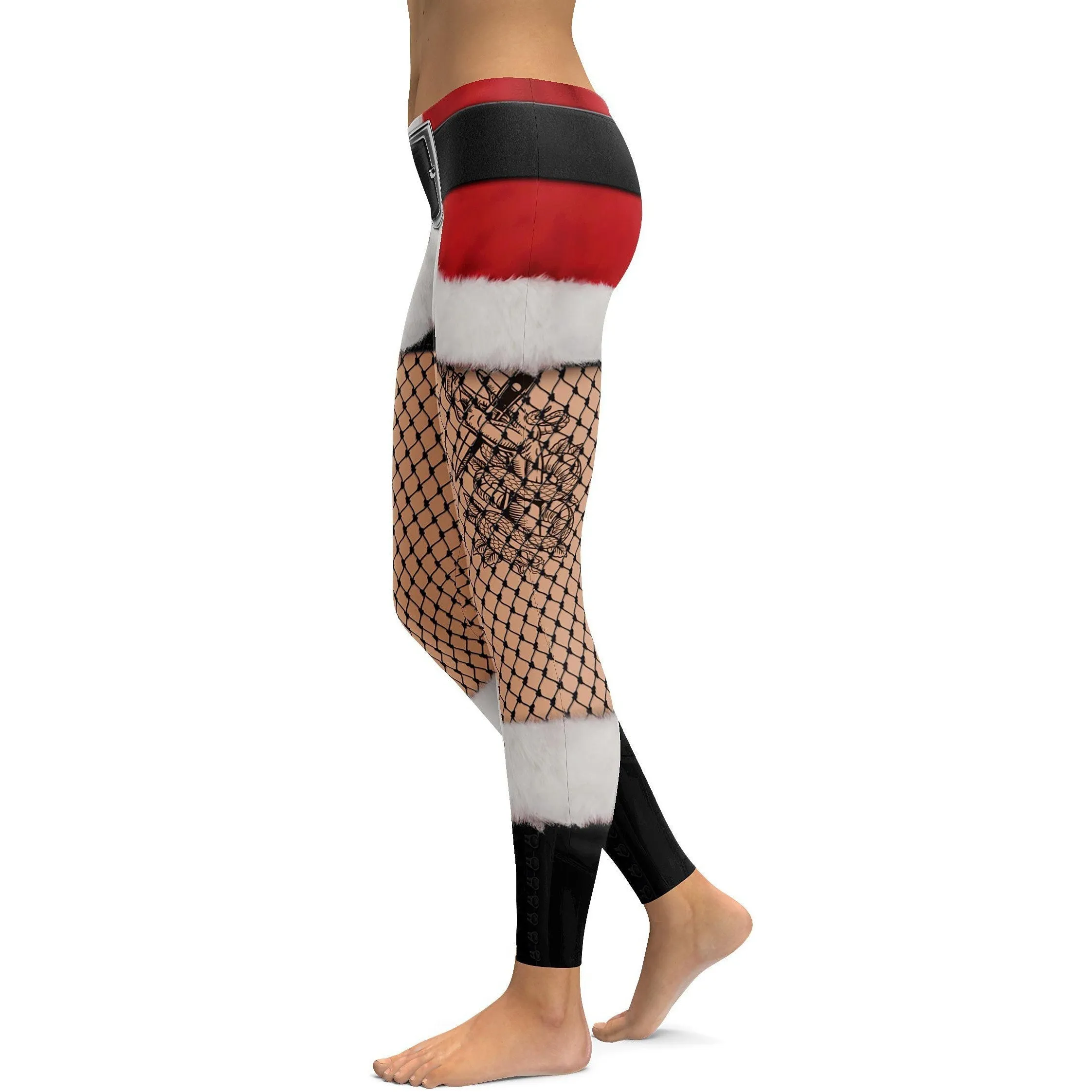 Santa's Shorts and Fishnet Tights Leggings