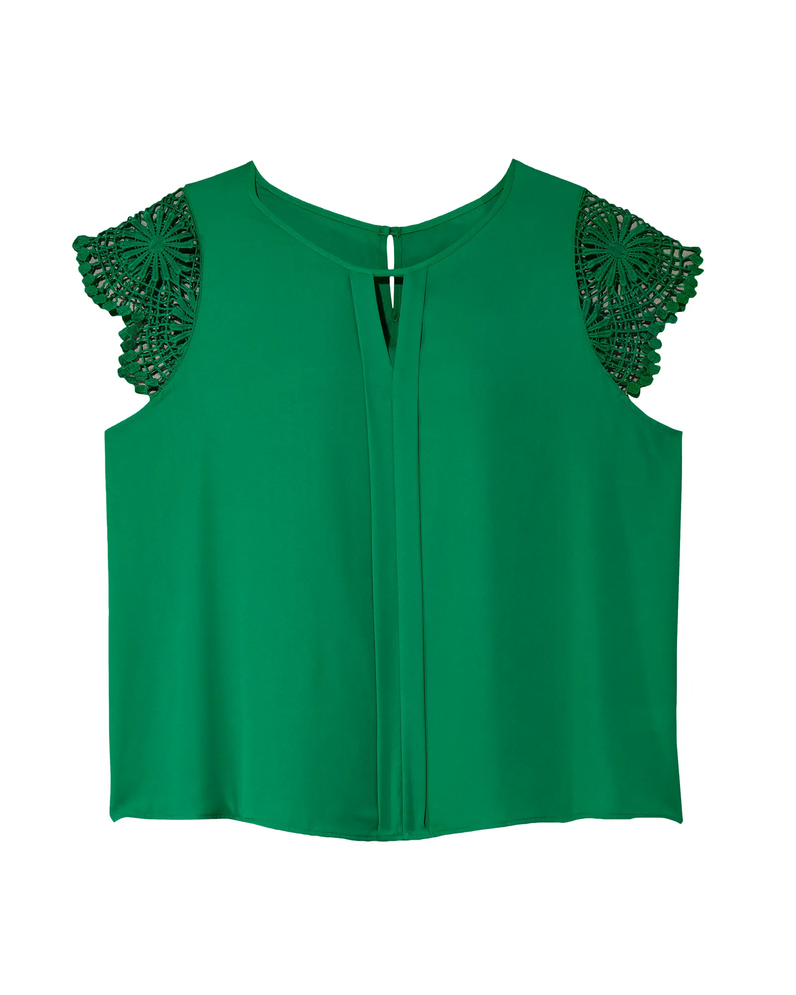 Sherry Short Lace Sleeve Front Pleat Top | Forest Green