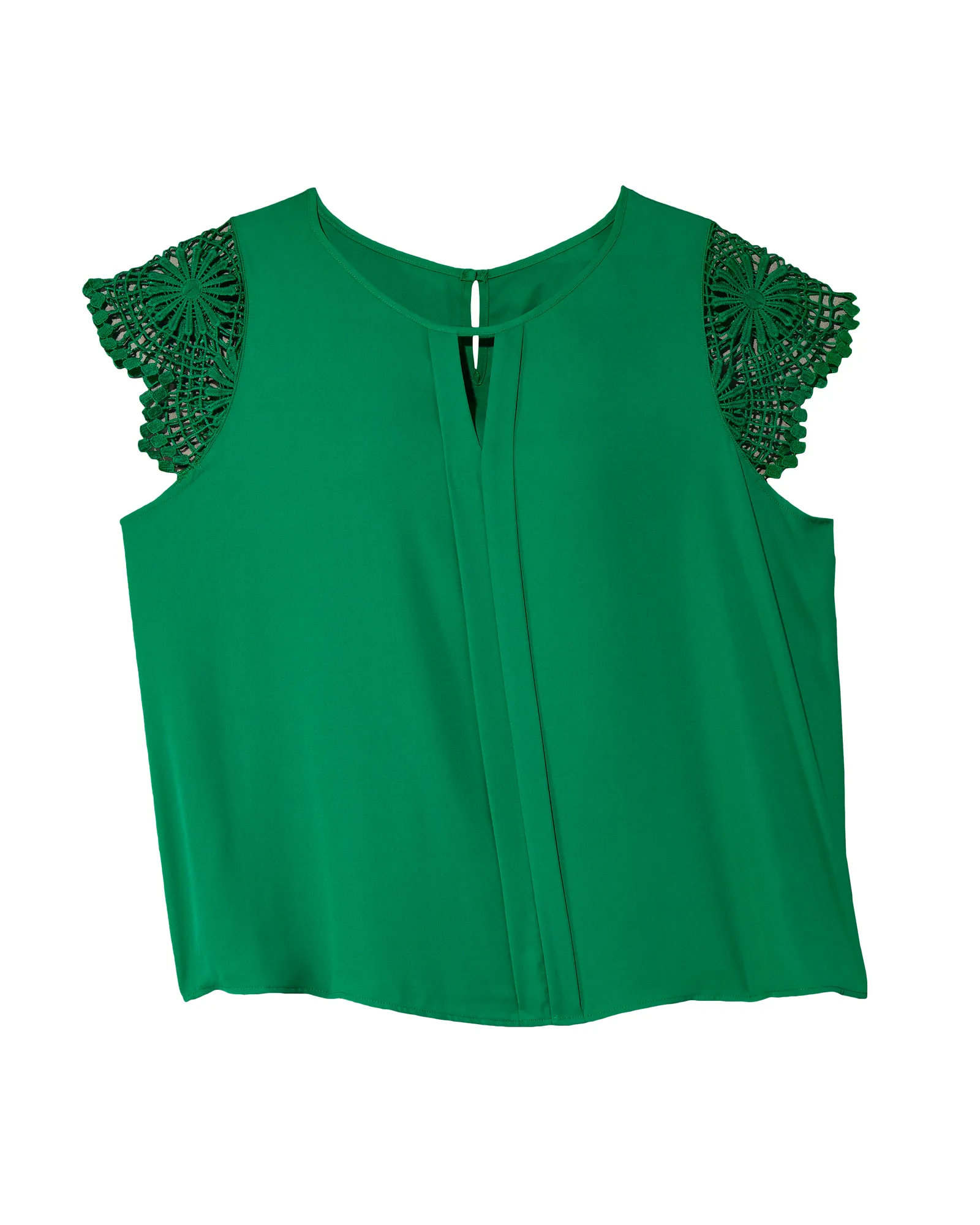 Sherry Short Lace Sleeve Front Pleat Top | Forest Green