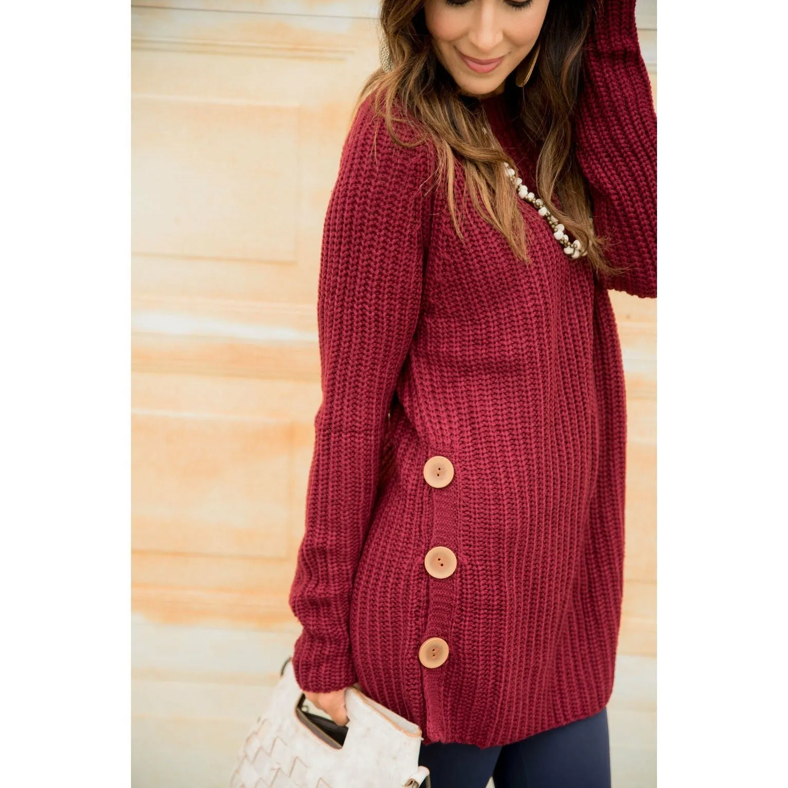 Side Button Sweater