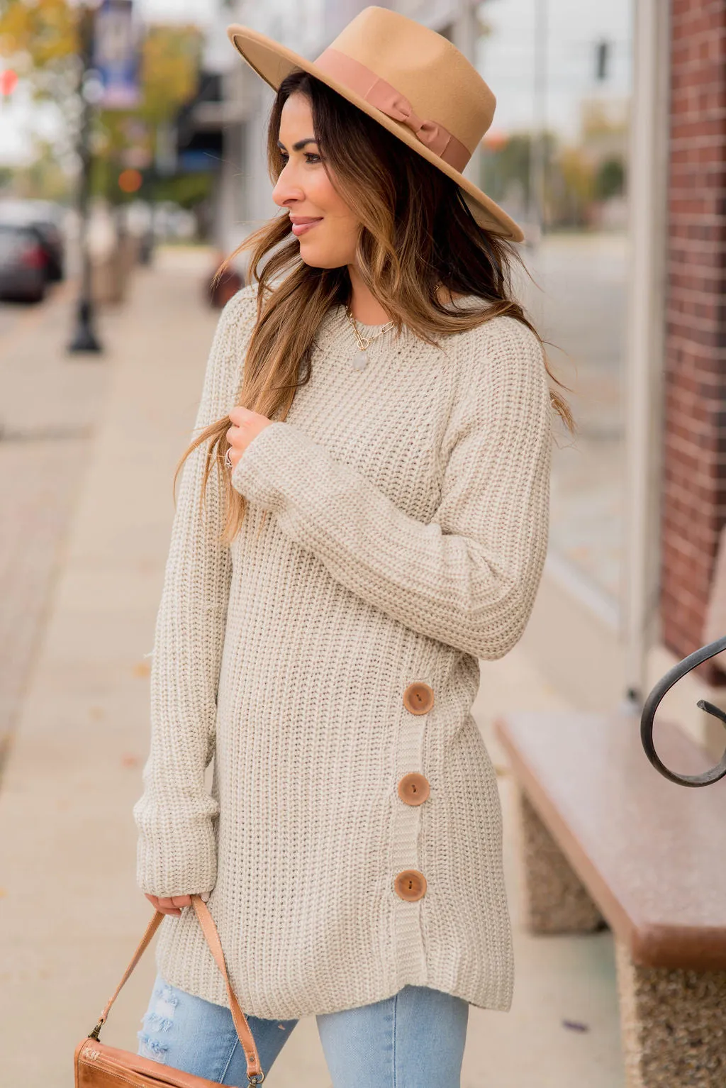 Side Button Sweater