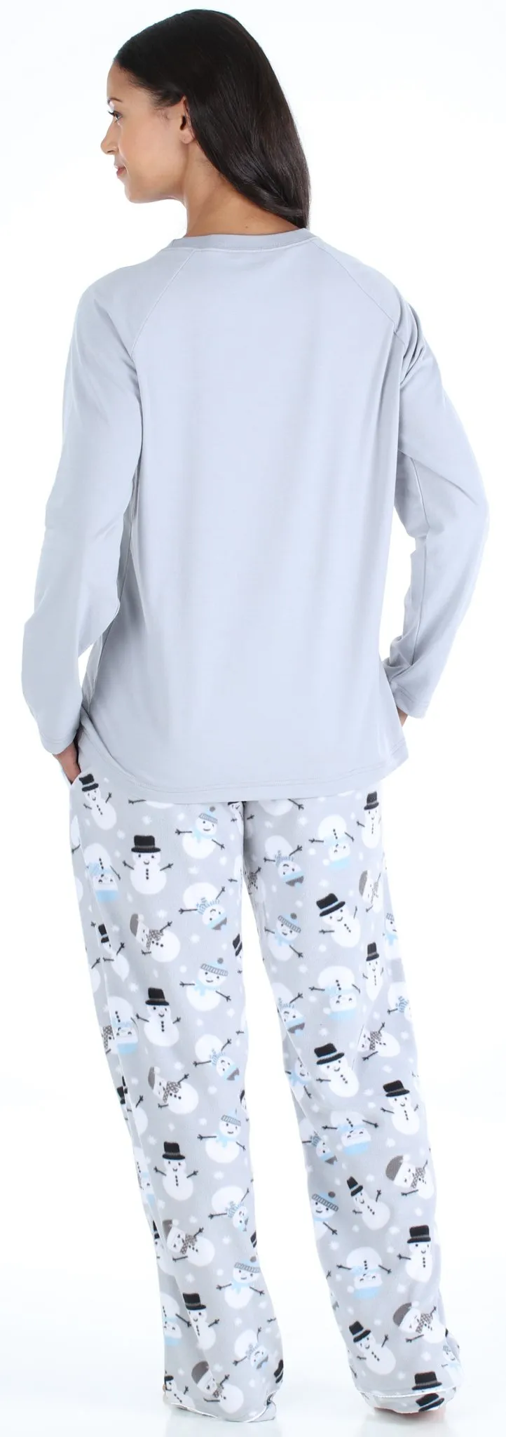 SleepytimePjs Christmas Family Matching Winter Snowman Grey Fleece Pajamas