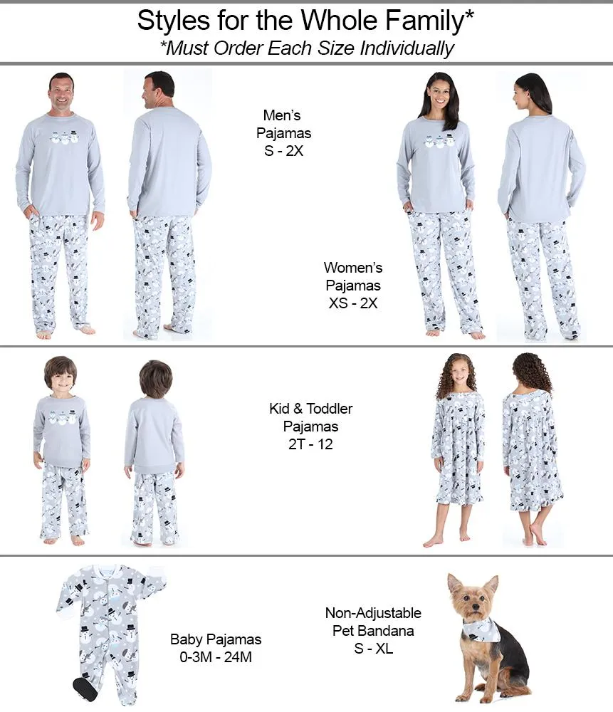 SleepytimePjs Christmas Family Matching Winter Snowman Grey Fleece Pajamas