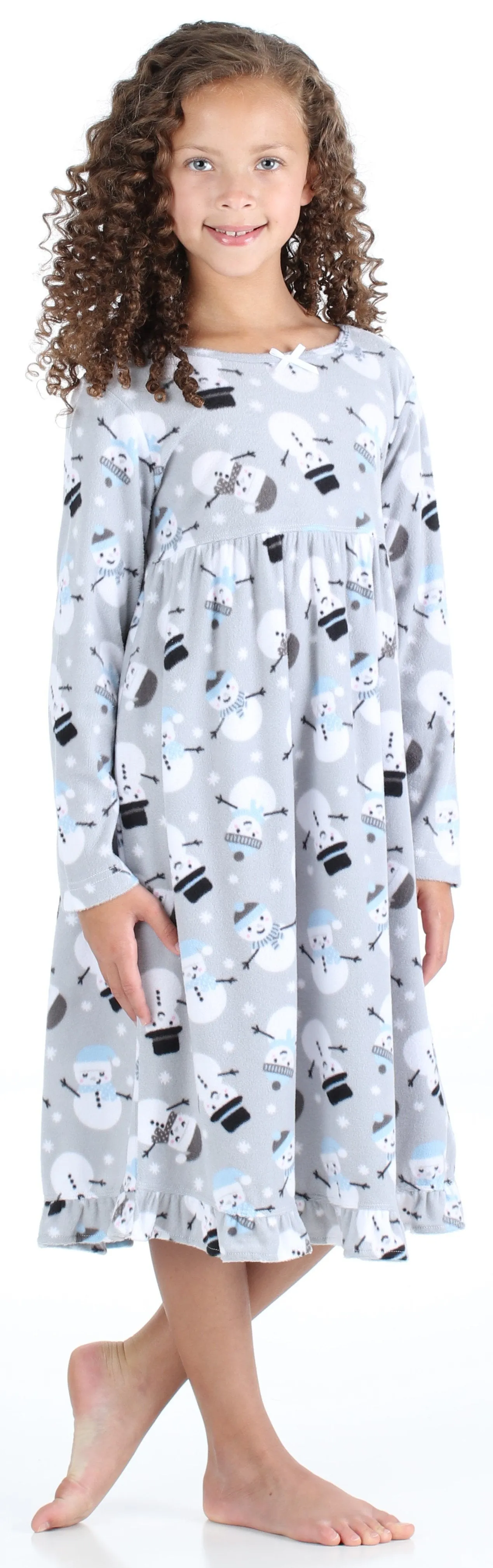 SleepytimePjs Christmas Family Matching Winter Snowman Grey Fleece Pajamas