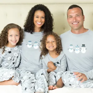 SleepytimePjs Christmas Family Matching Winter Snowman Grey Fleece Pajamas