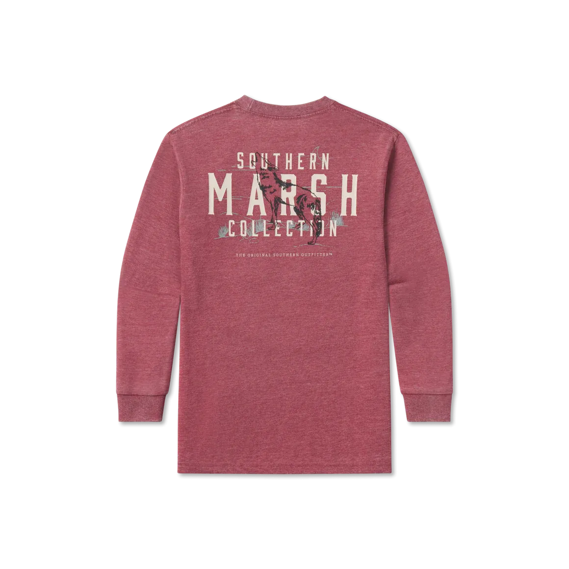 Southern Marsh YOUTH Etched Howl LS Tee - Crimson