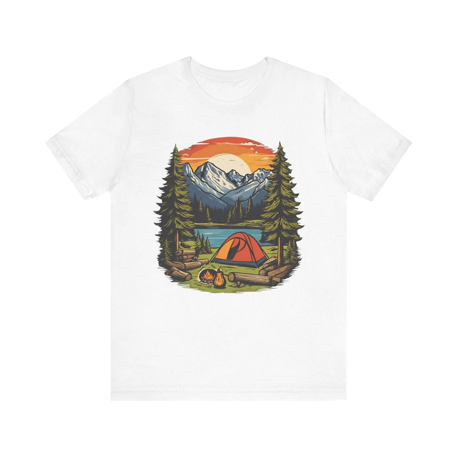 Summer Camp Mountain Campfire Retreat T Shirt