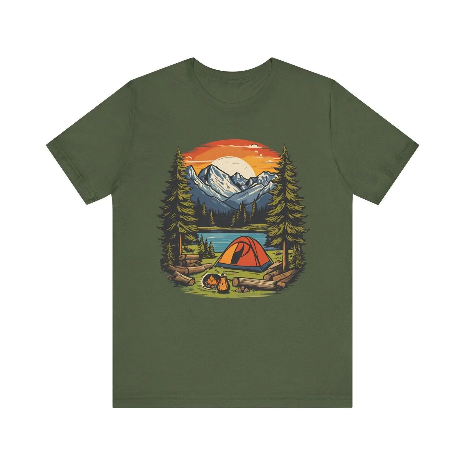 Summer Camp Mountain Campfire Retreat T Shirt