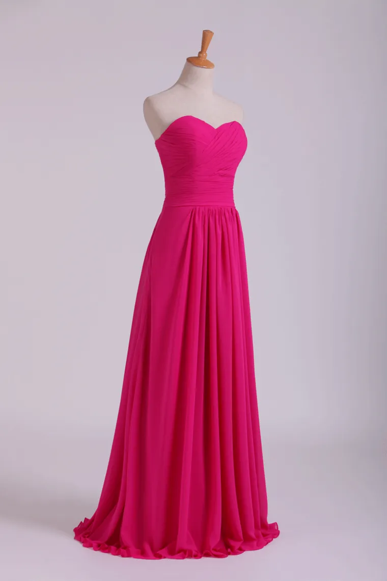 Sweetheart Bridesmaid Dresses A-Line Floor Length Chiffon Ruffle