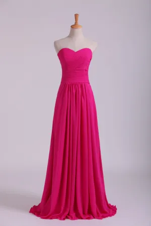 Sweetheart Bridesmaid Dresses A-Line Floor Length Chiffon Ruffle