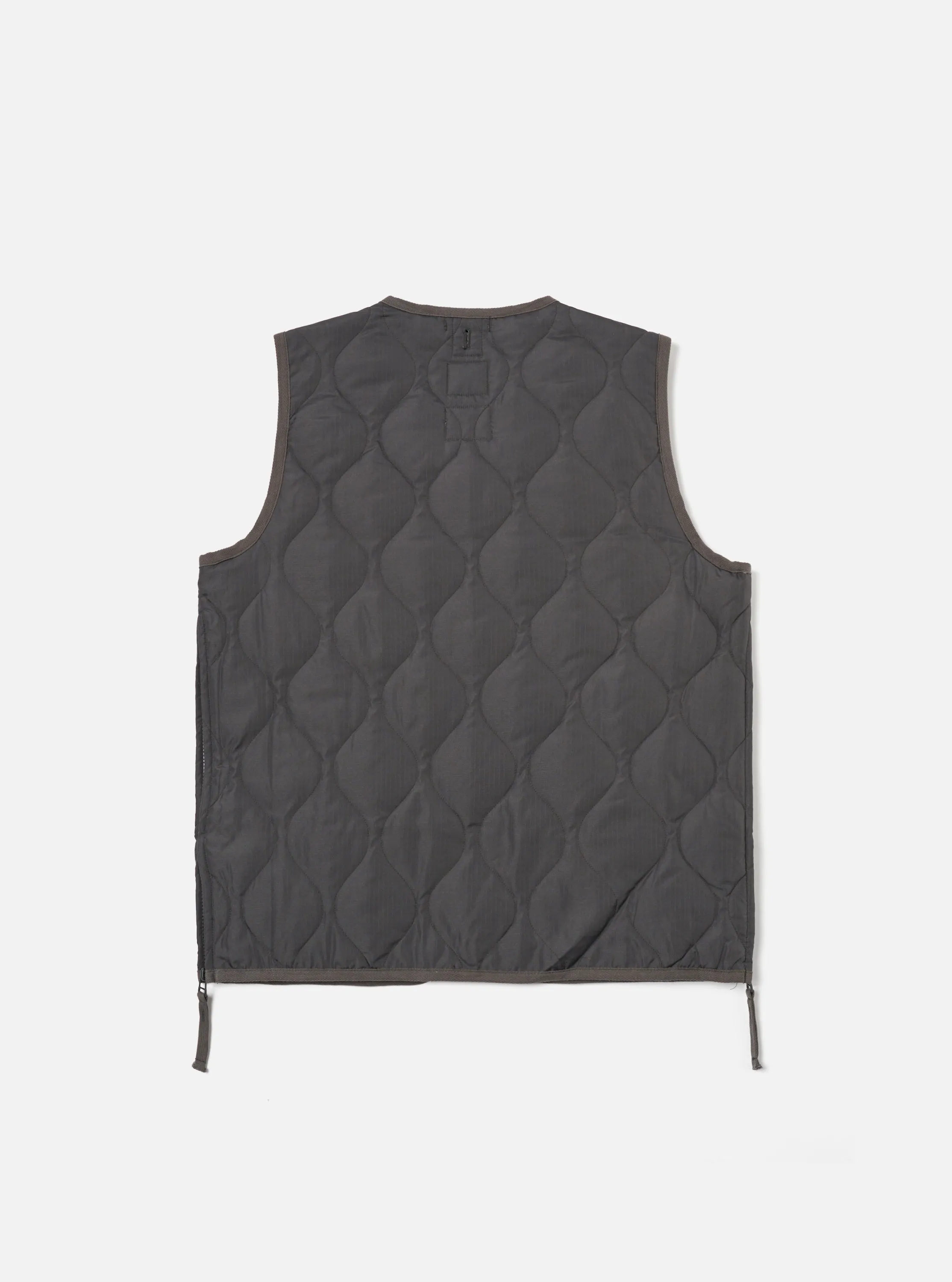 Taion Military V-Neck Down Vest in Charcoal Ripstop