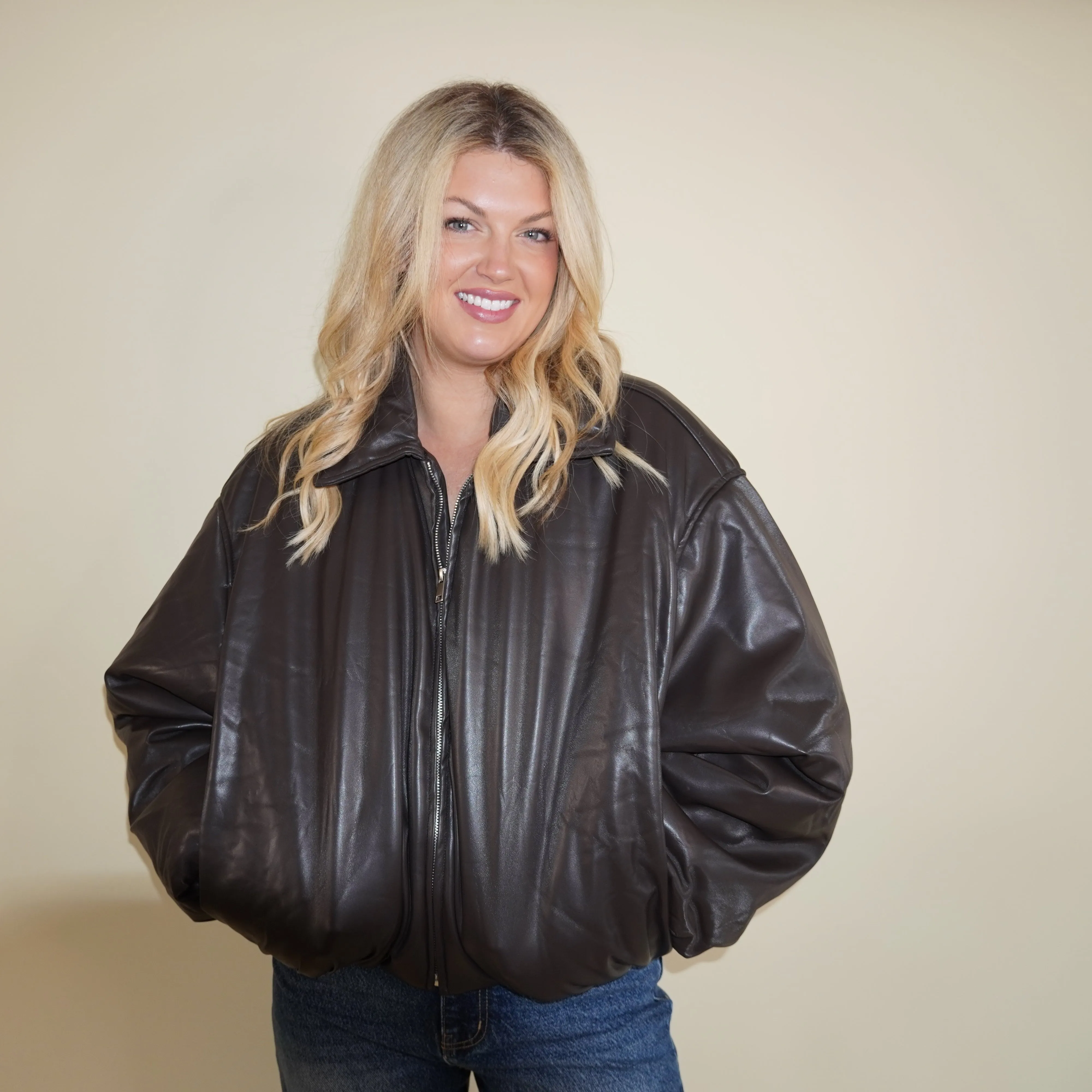 The Luxe Leather Bomber Jacket