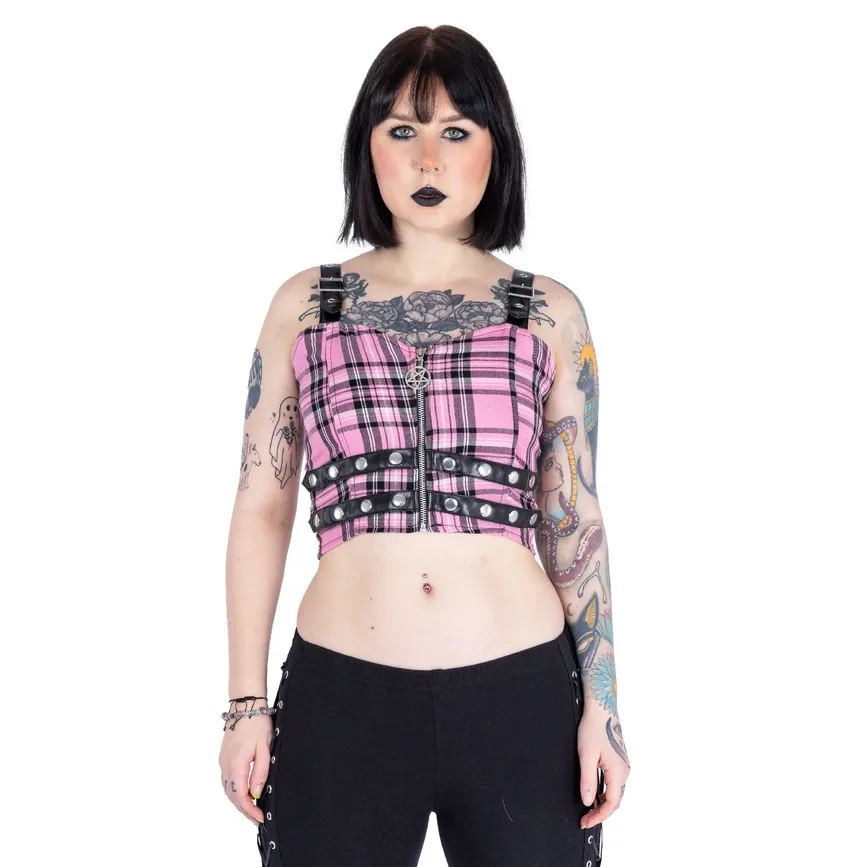 THYRA TOP - PINK CHECK