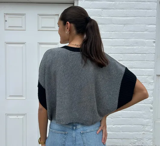 Tricot Chic - Short Sleeve Crop Cape Sweater