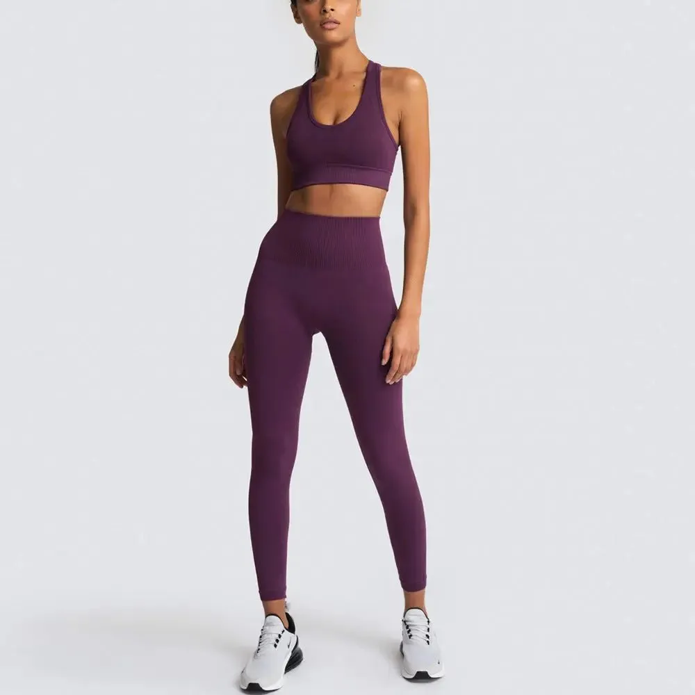 Womens Gym Clothing Set - Crop Top & Leggings Workout Apparel