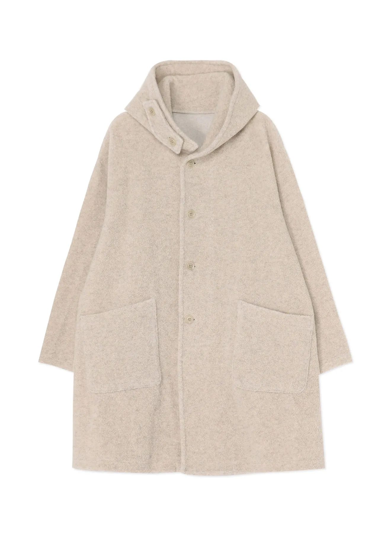 WOOL BREND PILE HOODED COAT