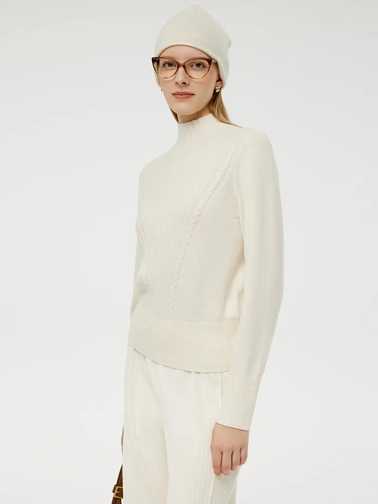 Wool Mock Neck Women Sweater