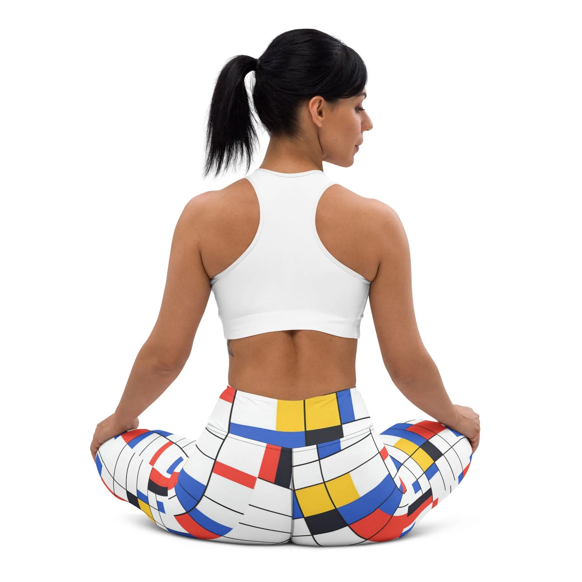 Yoga Leggings / Piet Mondrian AI created design 06/24 / Art lover's joga leggings / Trendy fashion set / Modern art leggings