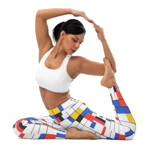 Yoga Leggings / Piet Mondrian AI created design 06/24 / Art lover's joga leggings / Trendy fashion set / Modern art leggings